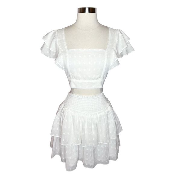 MinkPink x REVOLVE White Wash Crop Top & Mini Skirt - Picture 2 of 9